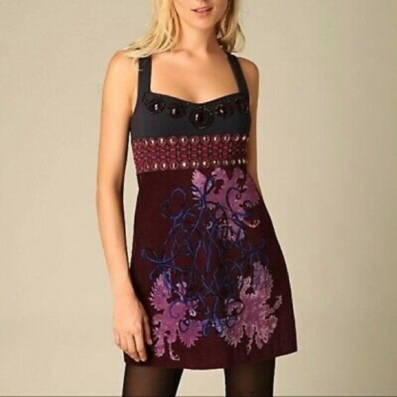 Free People Dreaming In Paradise Velvet Short Casual Dress Size 4 - Picture 1 of 9